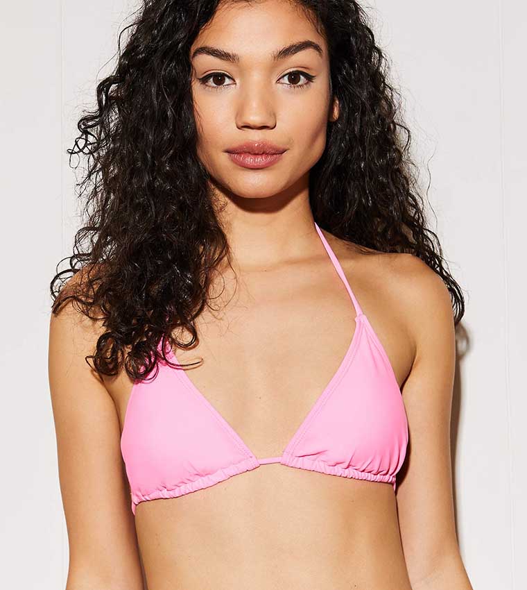 Buy Ardene Basic Triangle Bikini Top Mediumpink In Pink Thstreet Kuwait