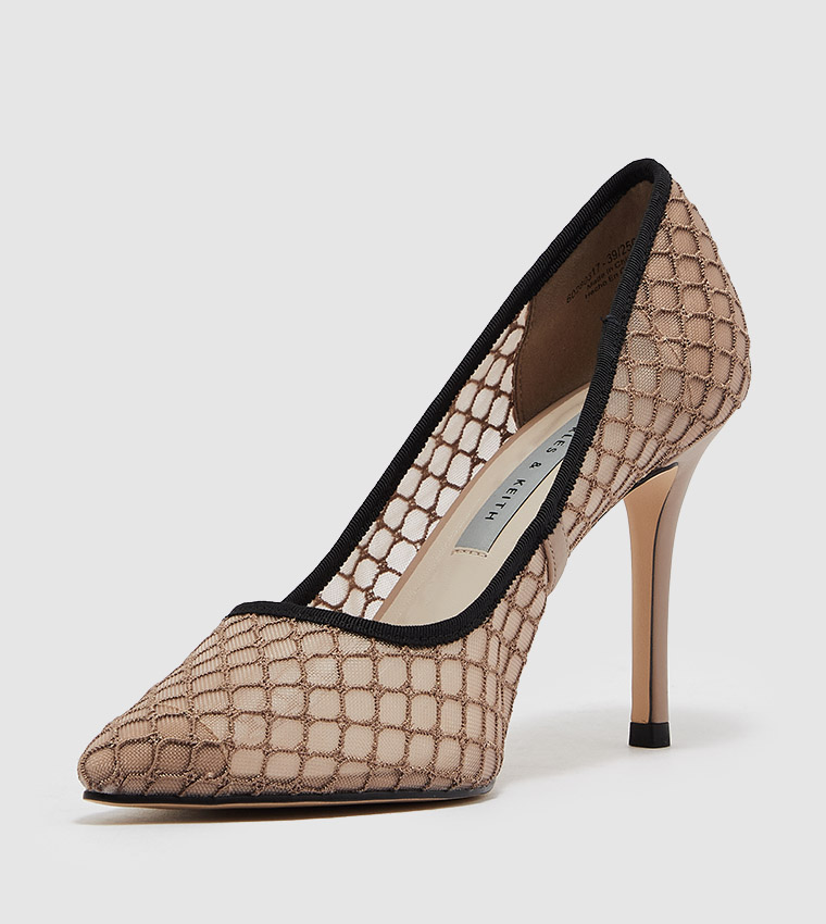 Buy Charles Keith Mesh Stiletto Pumps In Nude 6thStreet UAE