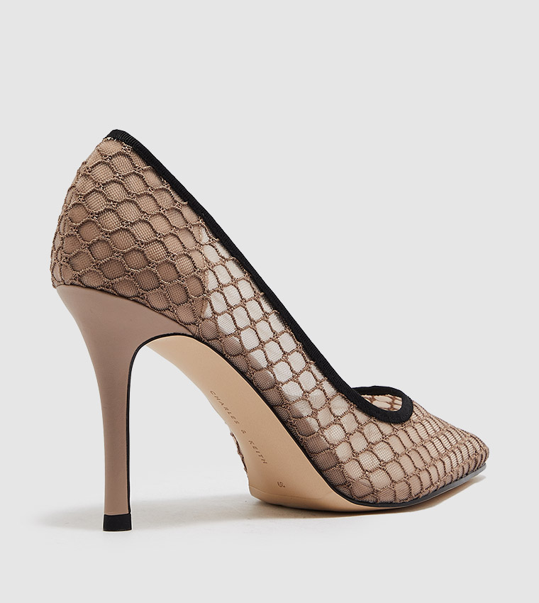 Buy Charles Keith Mesh Stiletto Pumps In Nude 6thStreet UAE