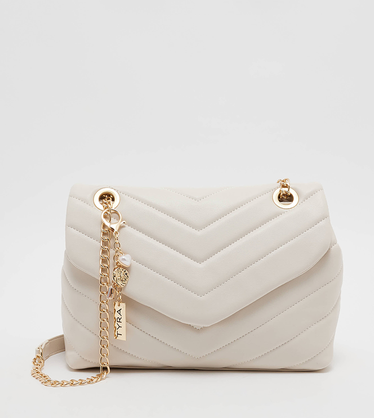 Buy Tyra Quilted Flap Crossbody Bag In Beige Thstreet Saudi Arabia