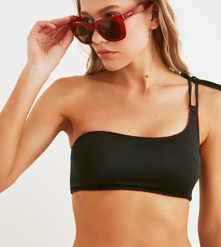 Buy Trendyol Tie Up One Shoulder Bikini Top In Black Thstreet Uae