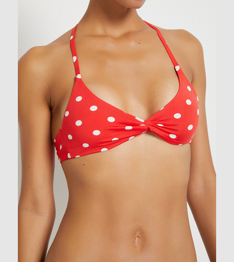 Buy Koton Polka Dot Tie Up Bikini Top In Red 6thStreet Saudi Arabia