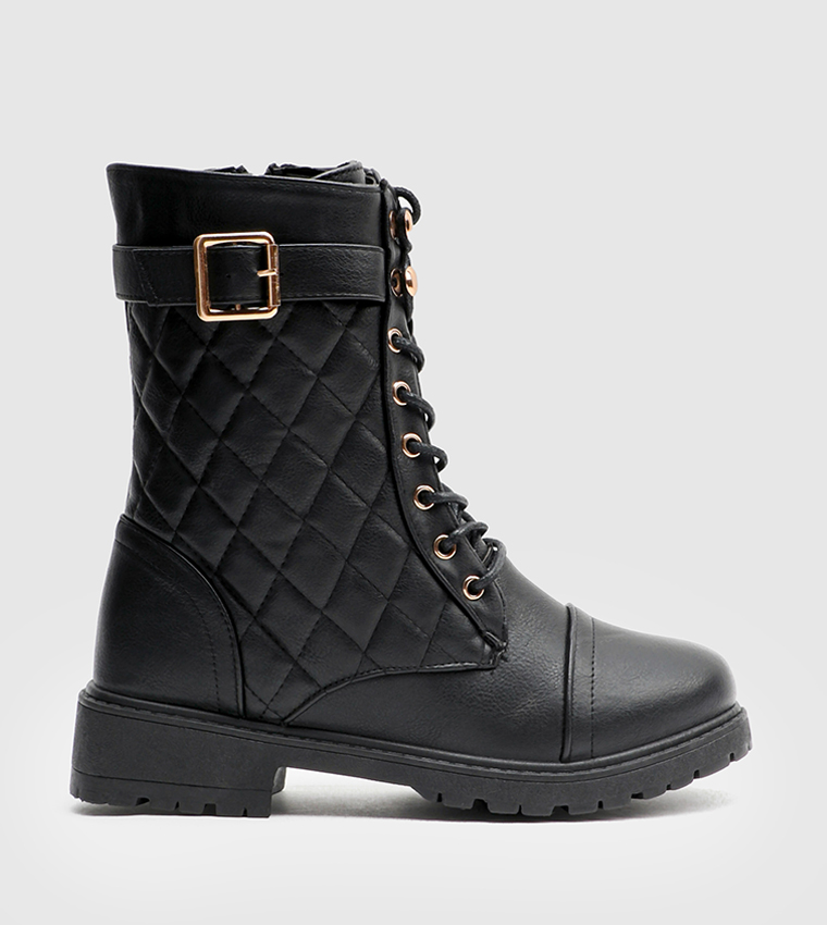 Buy Ardene Quilted Cap Toe Combat Boots In Black 6thStreet UAE