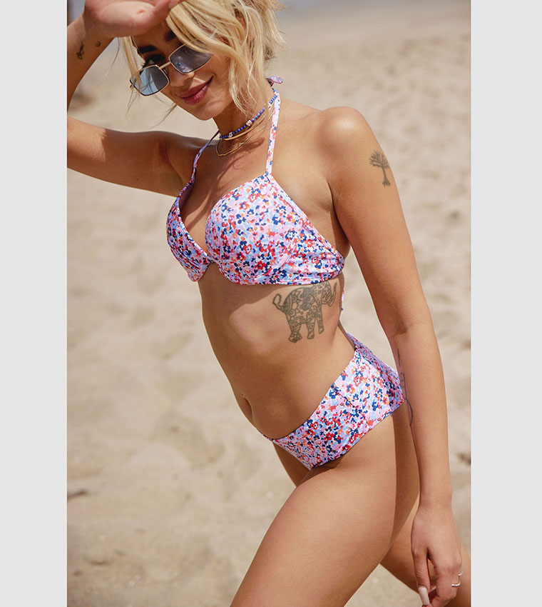 Buy Ardene Printed Ditsy Plunge Bikini Top In Multiple Colors