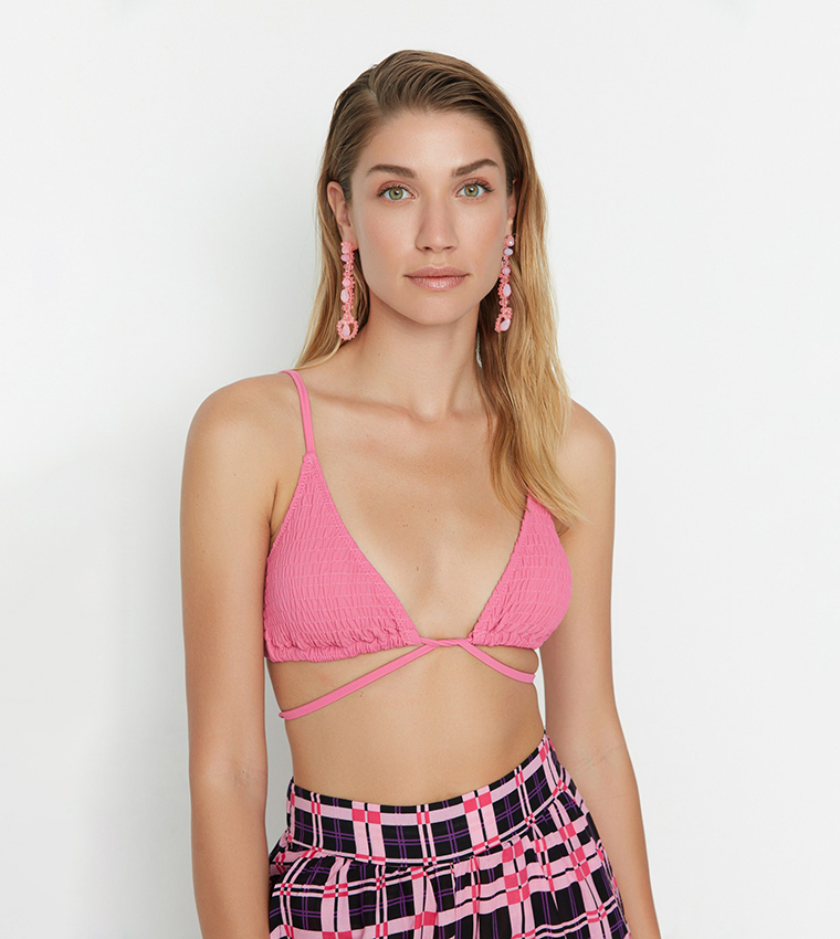 Buy Trendyol Tie Up Bikini Top In Pink 6thStreet Qatar