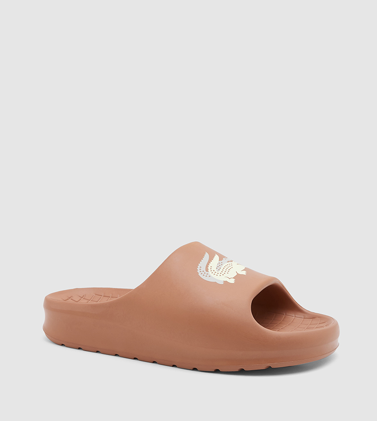 Buy Lacoste SERVE Logo Detail Flatform Sliders In Tan 6thStreet UAE