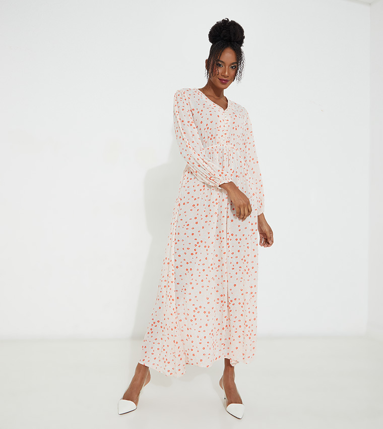 Buy Aeropostale Aero Girls Floral Print Maxi Dress In Nude Thstreet Uae