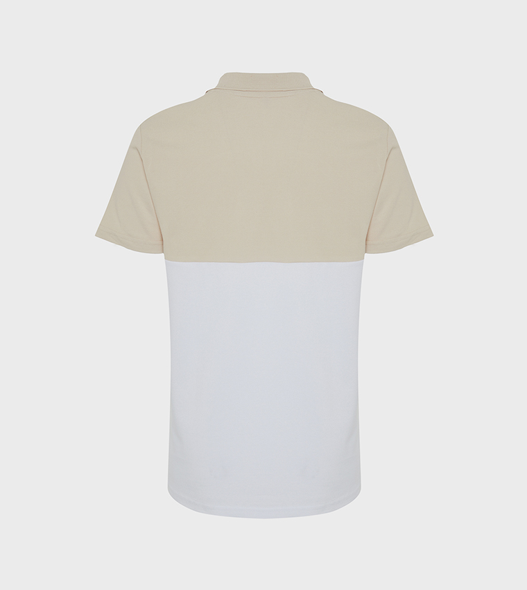 Buy Trendyol Color Block Slim Fit Polo T Shirt In STONE 6thStreet Qatar