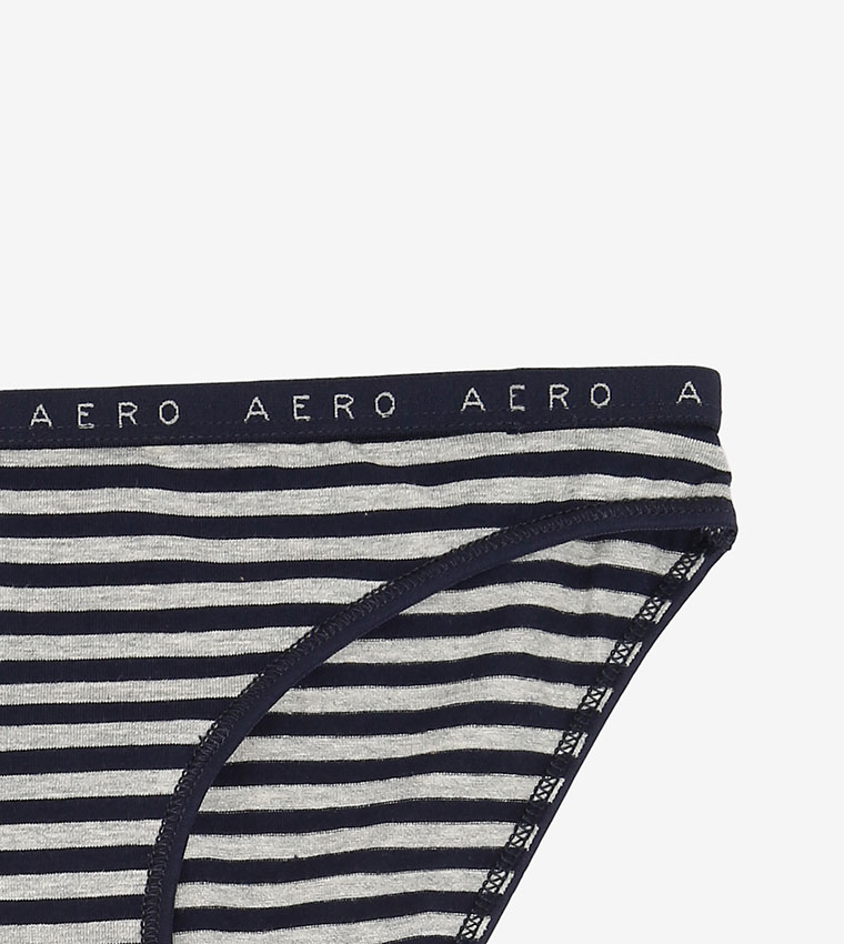 Buy Aeropostale Striped Logo Detail Bikini Brief In Blue Thstreet Qatar