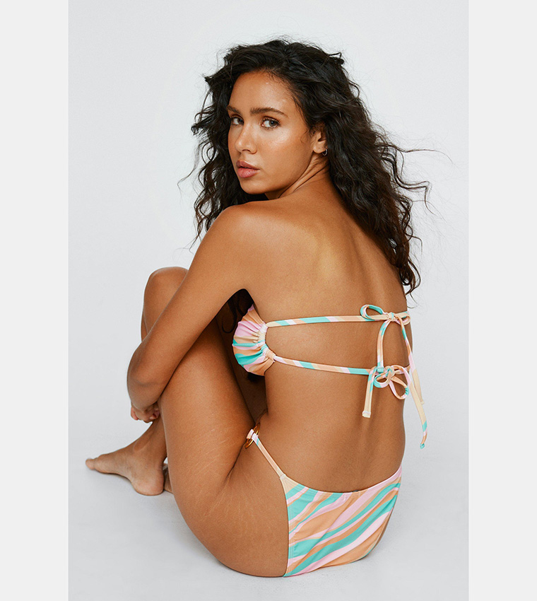 Buy Nasty Gal Recycled Swirl Print Bandeau Bikini Set In Orange