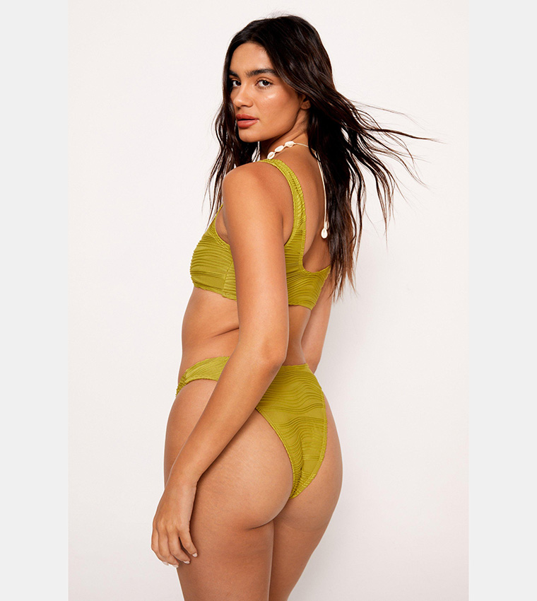 Buy Nasty Gal Wave Textured Crop Bikini Set In Olive Thstreet Qatar