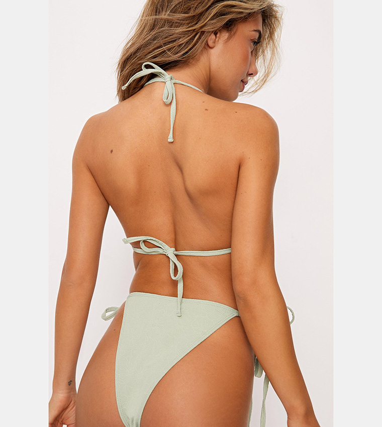 Buy Nasty Gal Textured Floral Triangle Bikini Set In Sage Thstreet