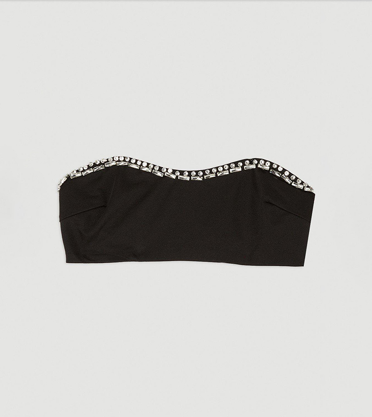 Buy Karen Millen Premium Embellished Bandeau Bikini Top In Black