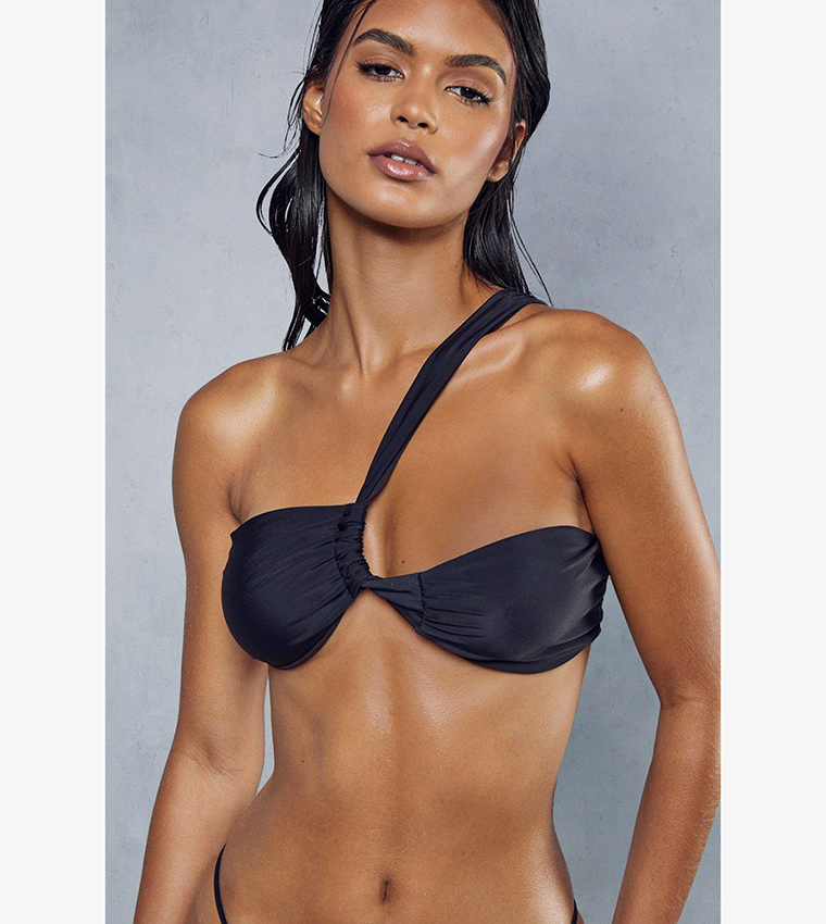 Buy Misspap One Shoulder Ruched Bikini Set In Black Thstreet Oman