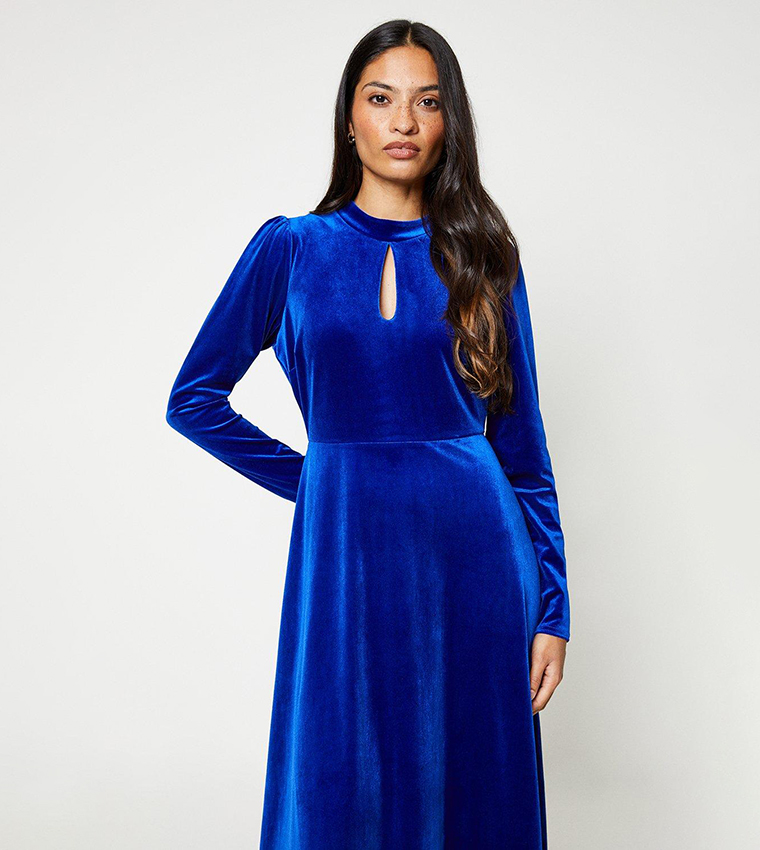 Buy Dorothy Perkins Velvet Keyhole Midi Dress In Blue Thstreet Uae