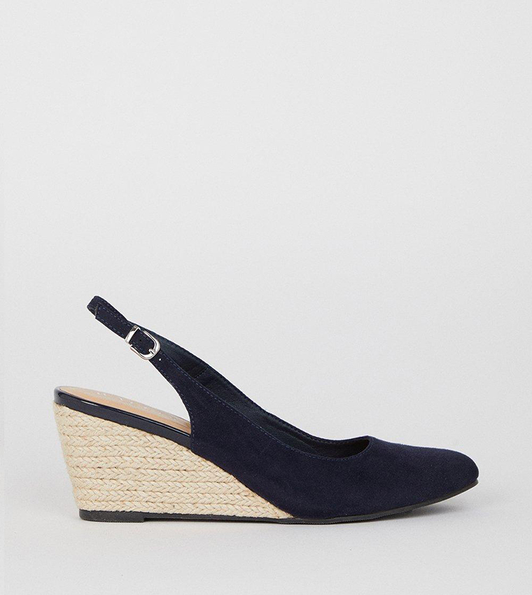 Buy Wallis Slingback Almond Toe Low Espadrille Wedges Courts In DARK