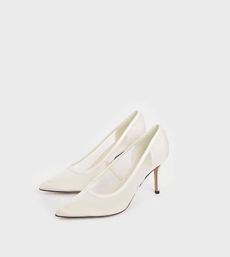 Buy Charles Keith Mesh Stiletto Pumps In Nude Thstreet Qatar