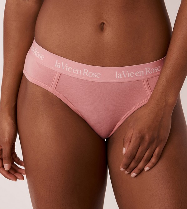 Buy La Vie En Rose Cotton And Logo Elastic Band Bikini Brief In Pink