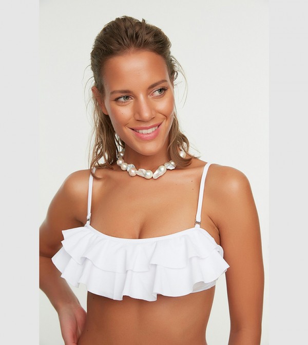 Buy Trendyol Ruffle Bandeau Bikini Top In White 6thStreet UAE