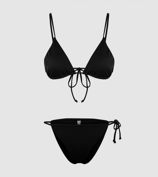 Buy Trendyol Tie Detail Bikini Set In Black 6thStreet Qatar