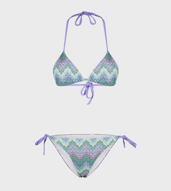 Buy Trendyol Geometric Patterned Triangle Bikini Set In Multiple Colors