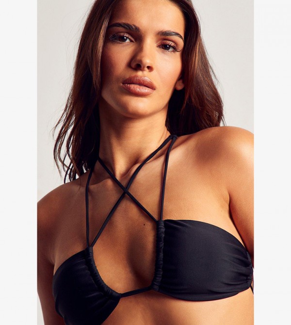 Buy Misspap Strappy Cross Over Tie Side Bikini Set In Black Thstreet