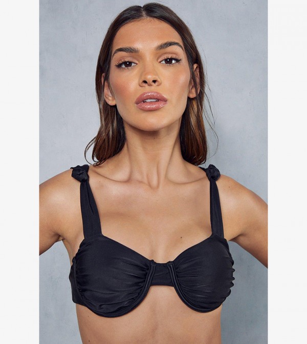 Buy Misspap Knot Detail Ruched Bikini Set In Black Thstreet Uae