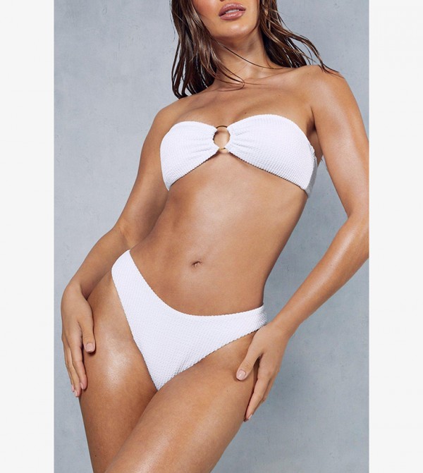Buy MissPap Crinkle Ring Bandeau Bikini Set In White 6thStreet Qatar