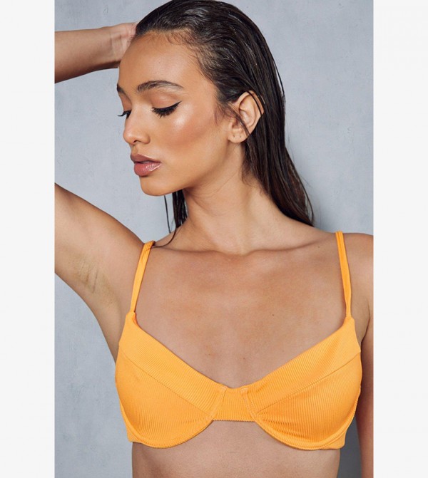 Buy Misspap Ribbed Cupped Bikini Set In Orange Thstreet Qatar