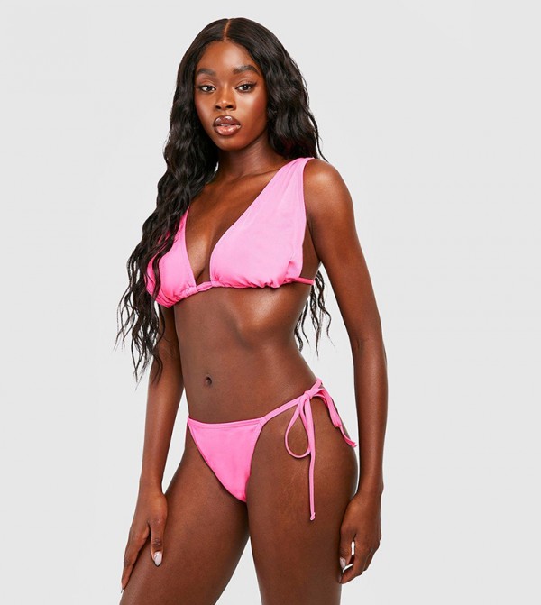 Buy Boohoo Ribbed Tie Side Bikini Brief In Pink 6thStreet Kuwait