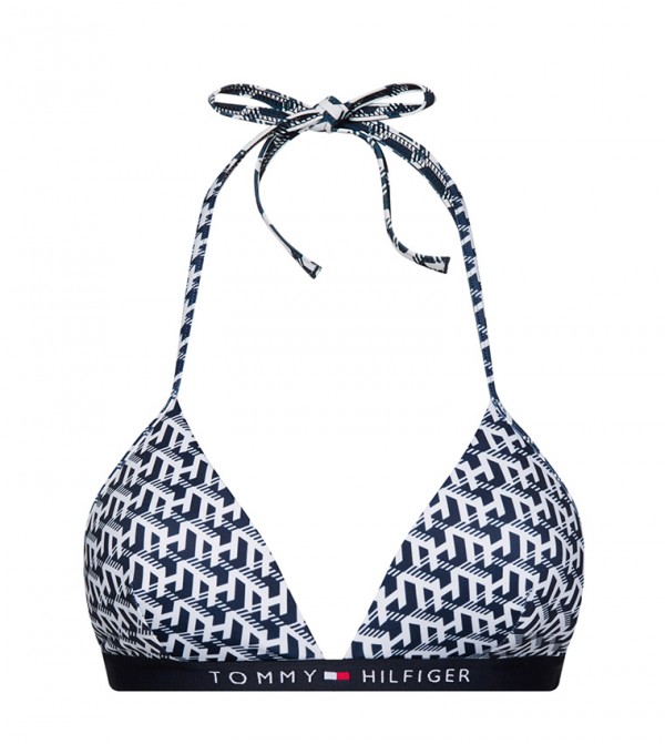 Buy Tommy Hilfiger Monogram Print Triangle Bikini Top In Black Thstreet Bahrain