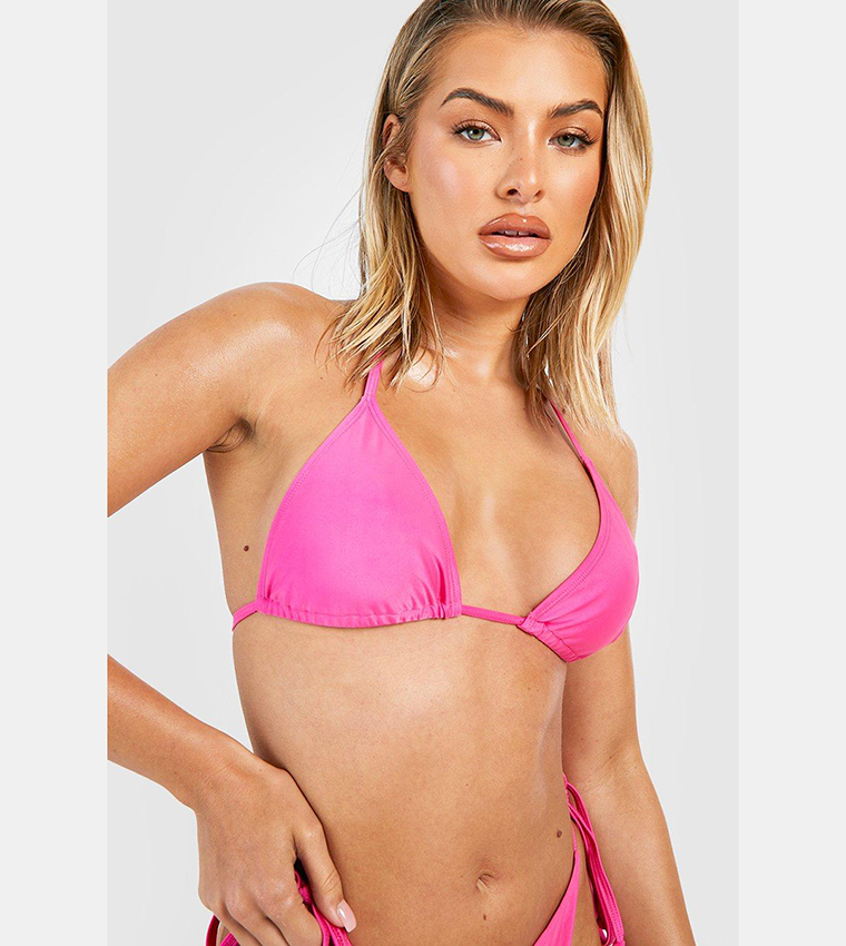 Buy Boohoo Triangle Tie Side Bikini Set In Pink Thstreet Saudi Arabia