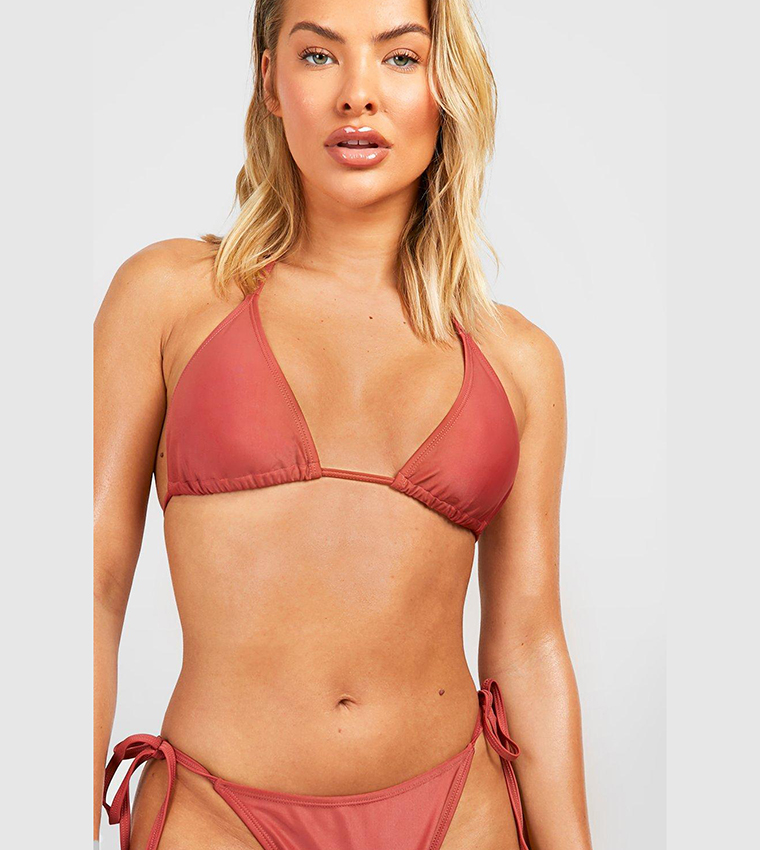 Buy Boohoo Triangle Tie Side Bikini Set In Beige 6thStreet Saudi Arabia