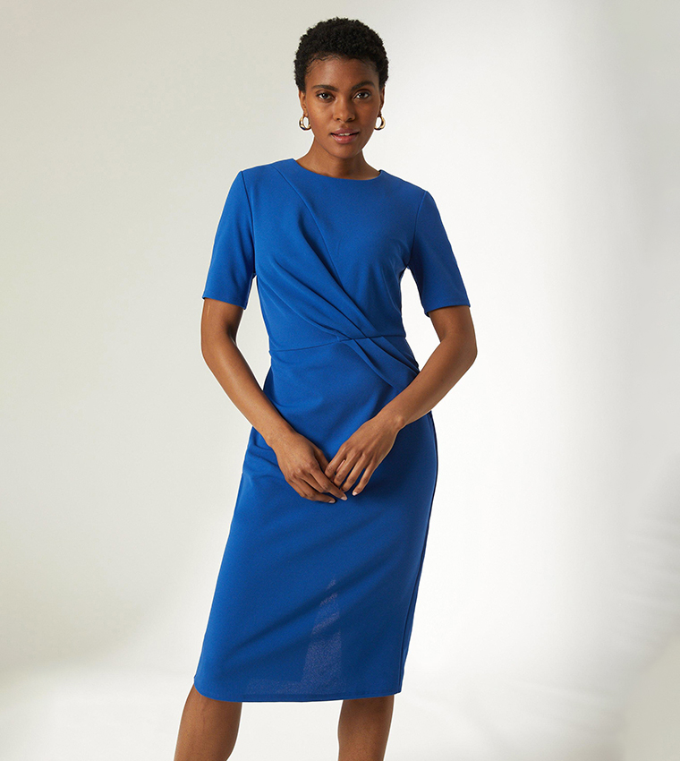 Buy Principles Scuba Crepe Twist Front Midi Dress In Blue Thstreet