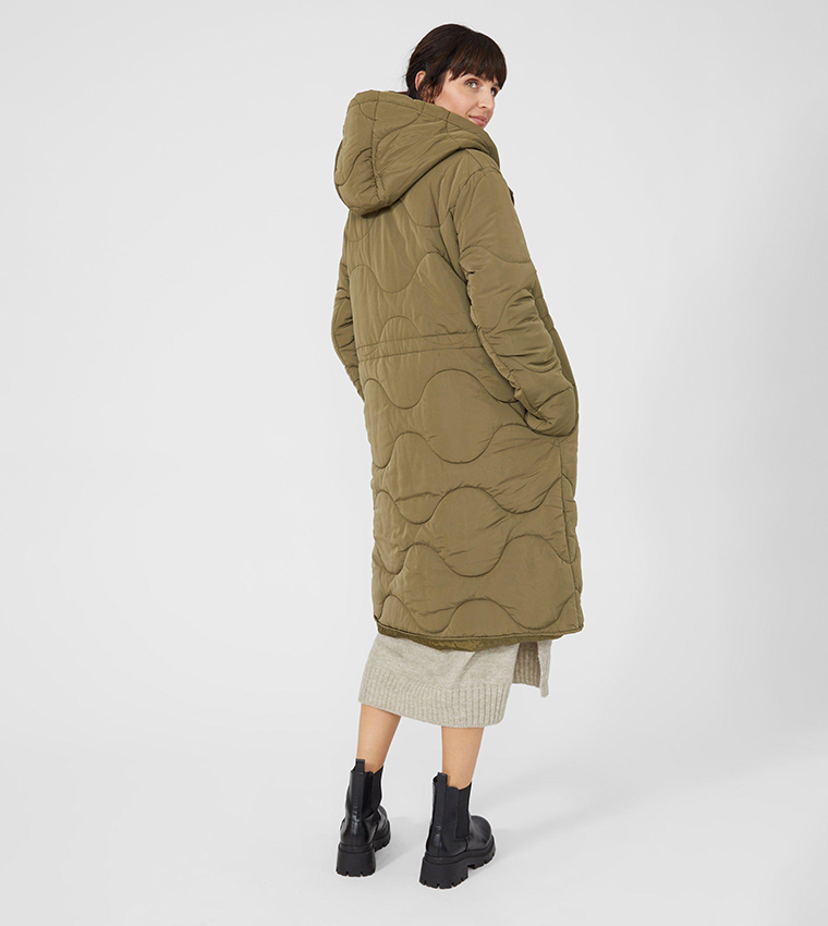 Buy Principles Onion Quilted Longline Coat In Khaki 6thStreet Qatar