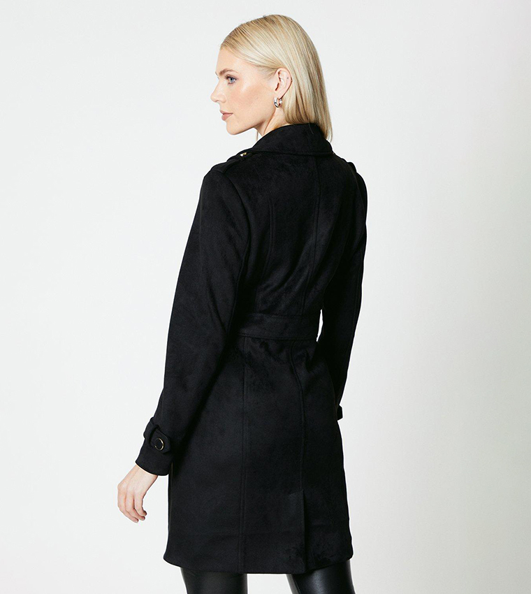 Buy Principles Double Breasted Suedette Trench Coat In Black ThStreet UAE