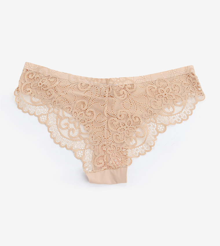 Buy R B Seamless Lace Detail Bikini Briefs Nude In Tan 6thStreet Qatar