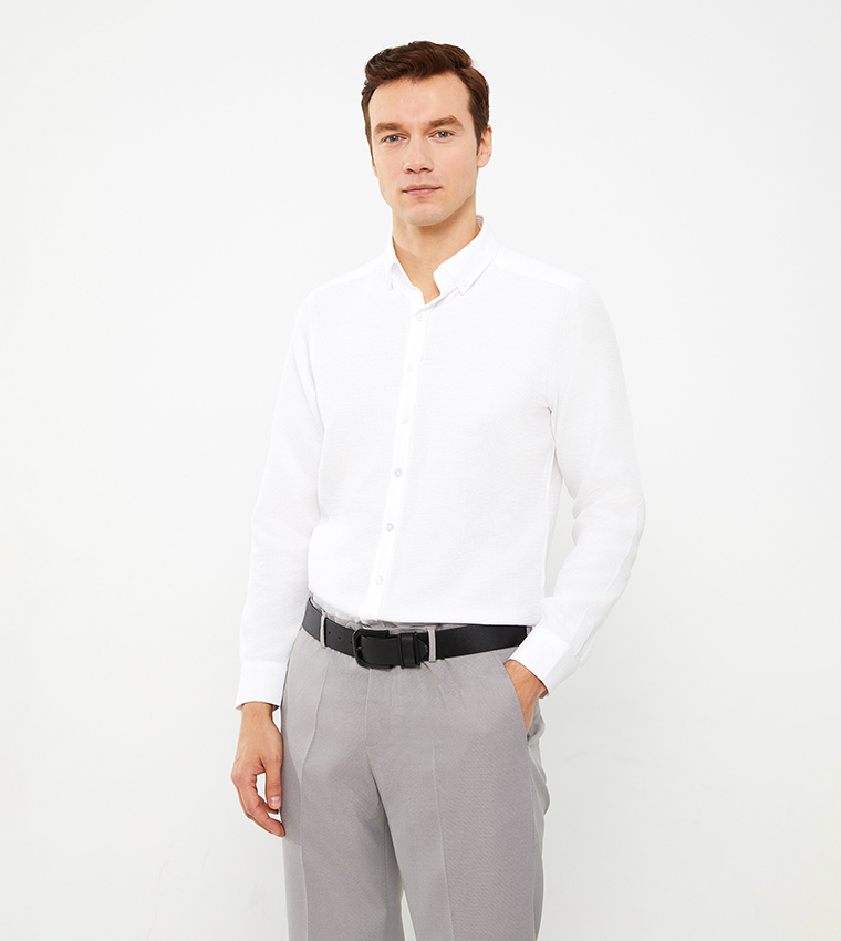 Buy Lc Waikiki Slim Fit Button Collar Shirt In White Thstreet Uae