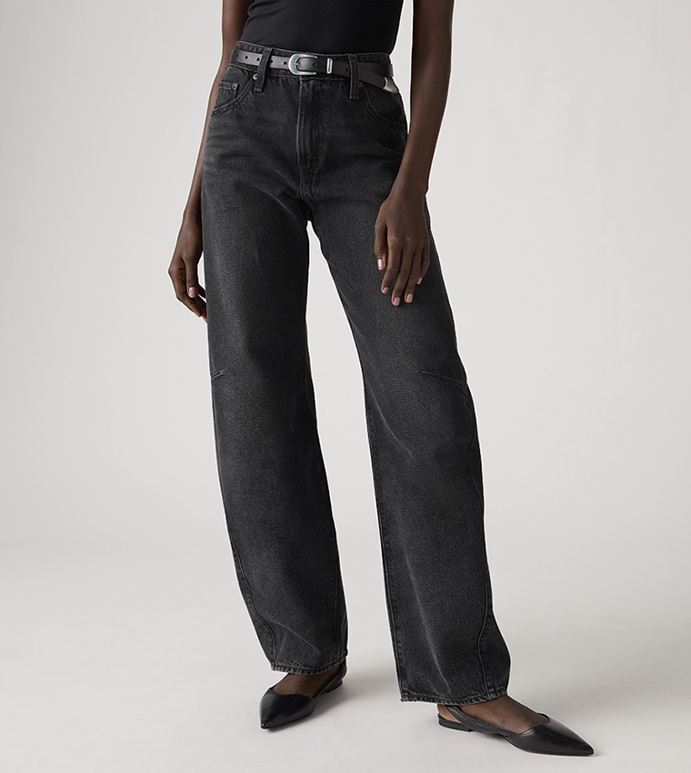 Washed High Waist Dad Fit Barrel Jeans