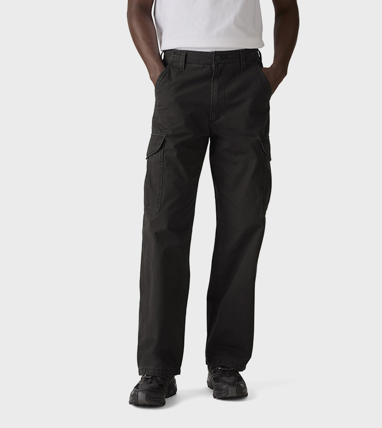 Solid Baggy Fit Cargo Pants