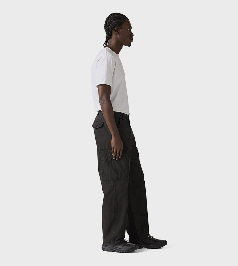 Solid Baggy Fit Cargo Pants