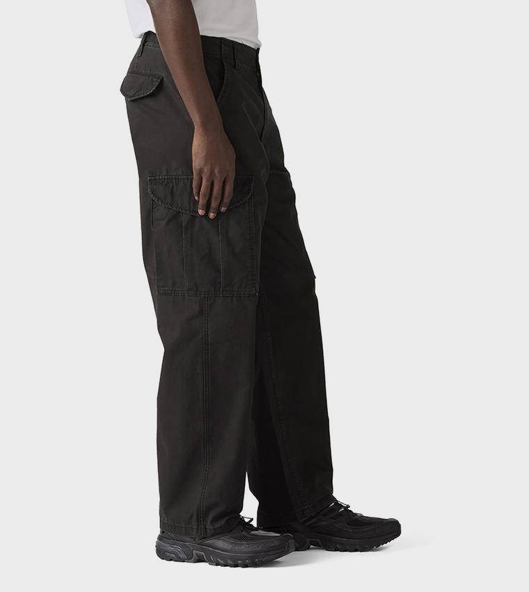 Solid Baggy Fit Cargo Pants