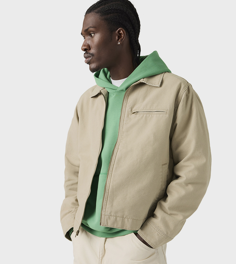 Solid Zip-Through Garage Jacket