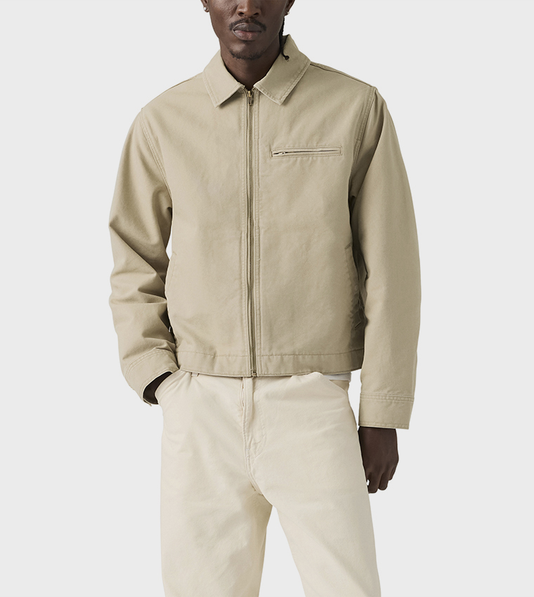 Solid Zip-Through Garage Jacket