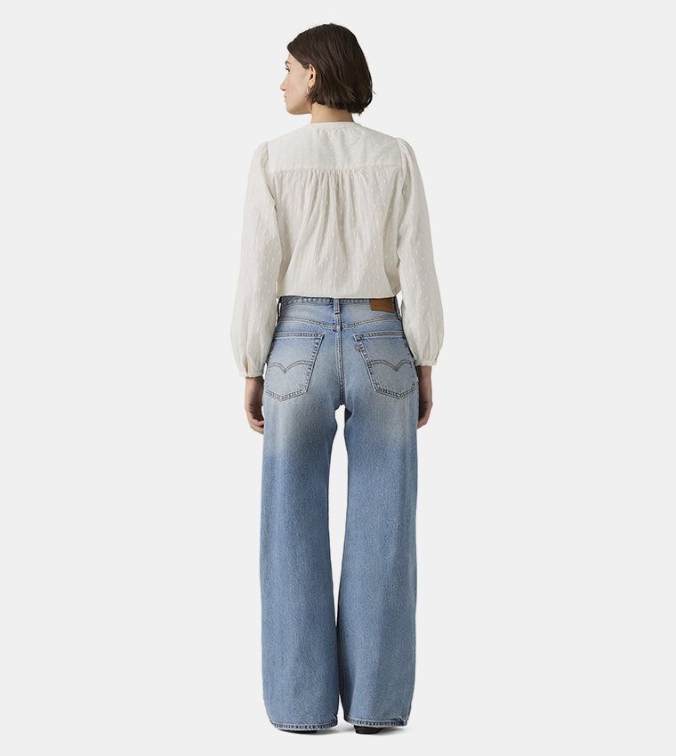 Faded High Waist Wide Leg Jeans