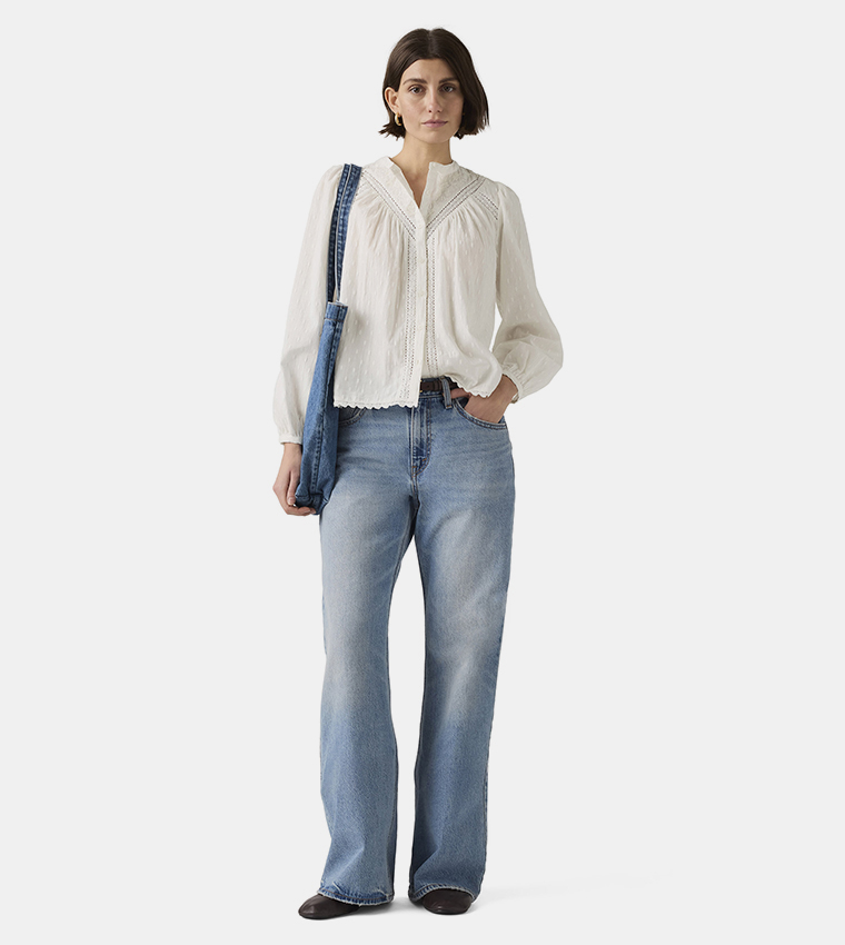 Faded High Waist Wide Leg Jeans