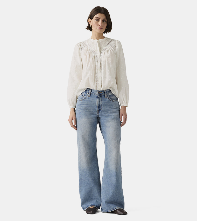 Faded High Waist Wide Leg Jeans