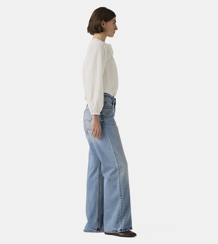 Faded High Waist Wide Leg Jeans