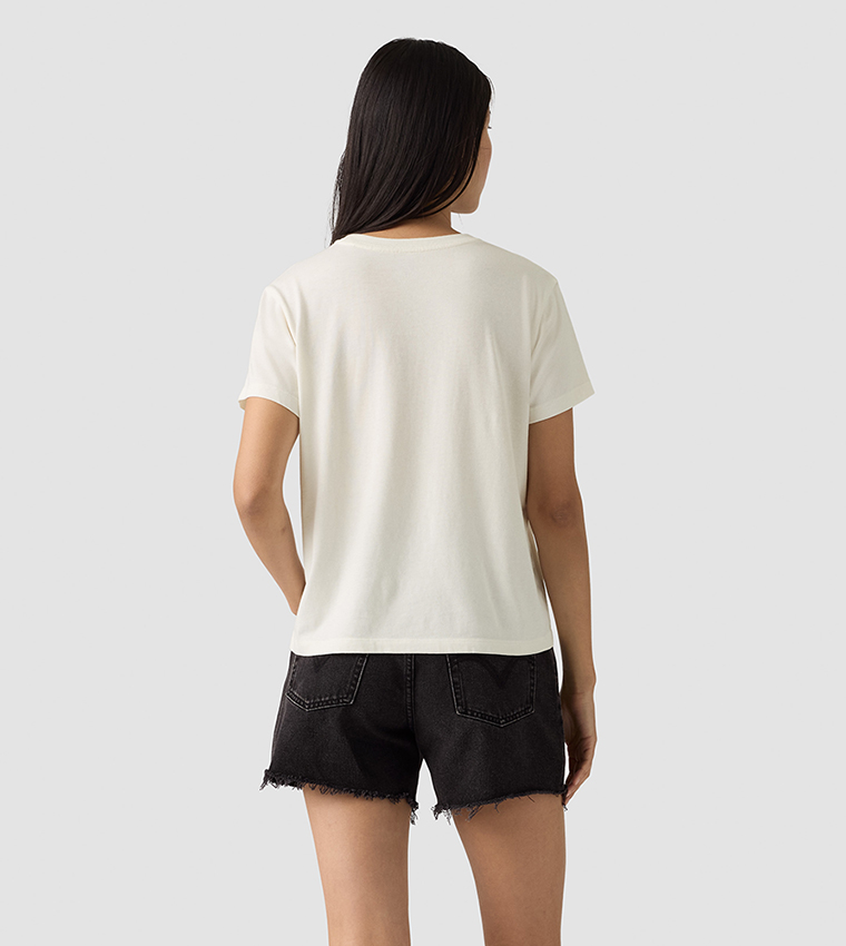 تيشيرت بطبعة شعار وقبة مستديرة 