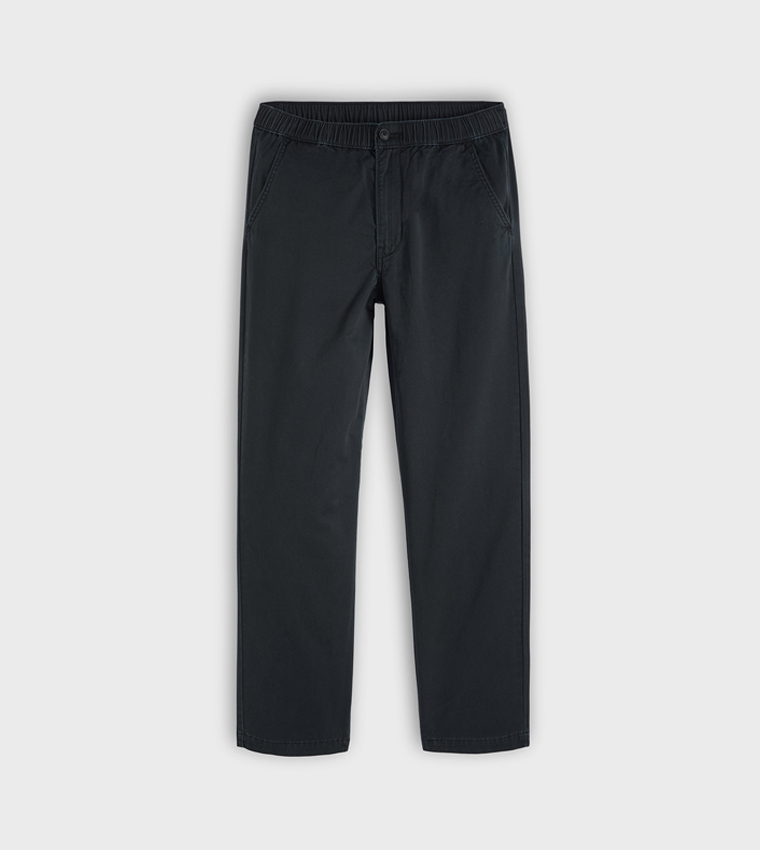 Solid Pull-On Relaxed Straight Fit Pants